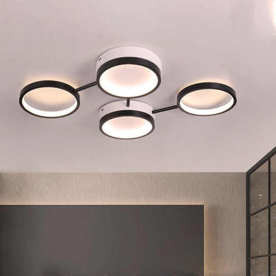 Nordic Acrylic Led Flush Light: Black Molecular Design 4/5 Light Options Warm/White Ideal For Living