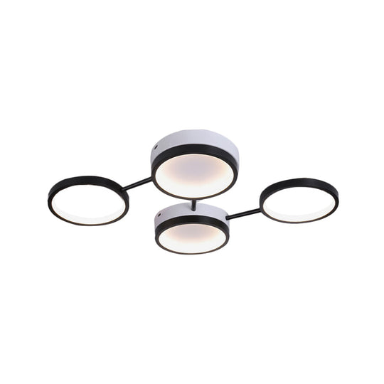Nordic Acrylic Led Flush Light: Black Molecular Design 4/5 Light Options Warm/White Ideal For