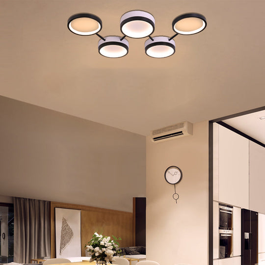 Nordic Acrylic Led Flush Light: Black Molecular Design 4/5 Light Options Warm/White Ideal For Living