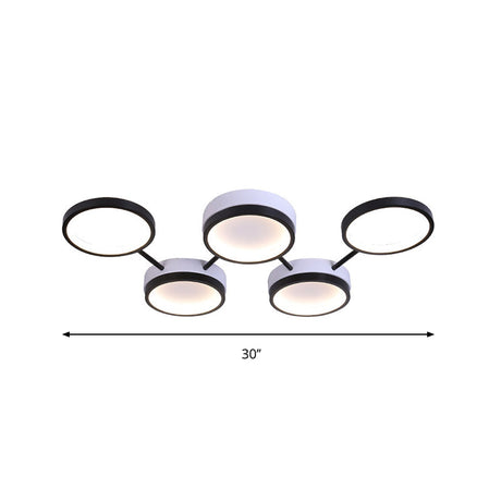 Nordic Acrylic Led Flush Light: Black Molecular Design 4/5 Light Options Warm/White Ideal For