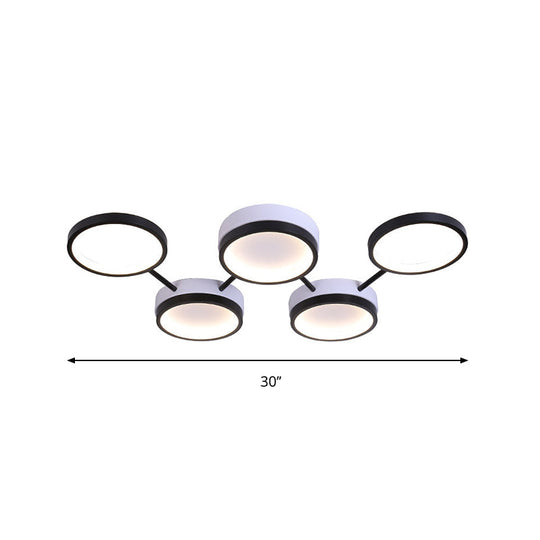 Nordic Acrylic Led Flush Light: Black Molecular Design 4/5 Light Options Warm/White Ideal For