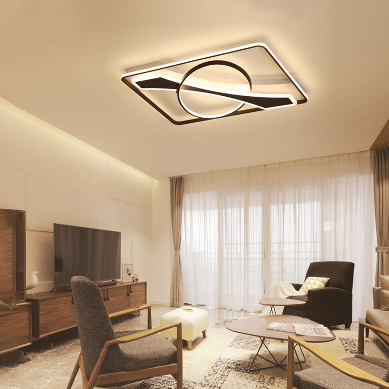 Contemporary Acrylic Ceiling Light: Led Flush Mount Lamp In Warm/White Light Square/Rectangular