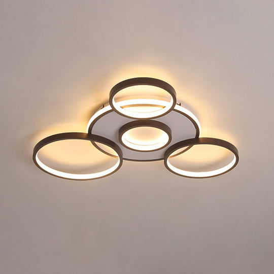 Modern 4/5 - Halo Ring Black Led Flush Mount Light Fixture Warm/White 27.5’/33.5’W / 27.5’ Warm