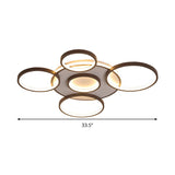 Modern 4/5-Halo Ring Black Led Flush Mount Light Fixture Warm/White 27.5/33.5W