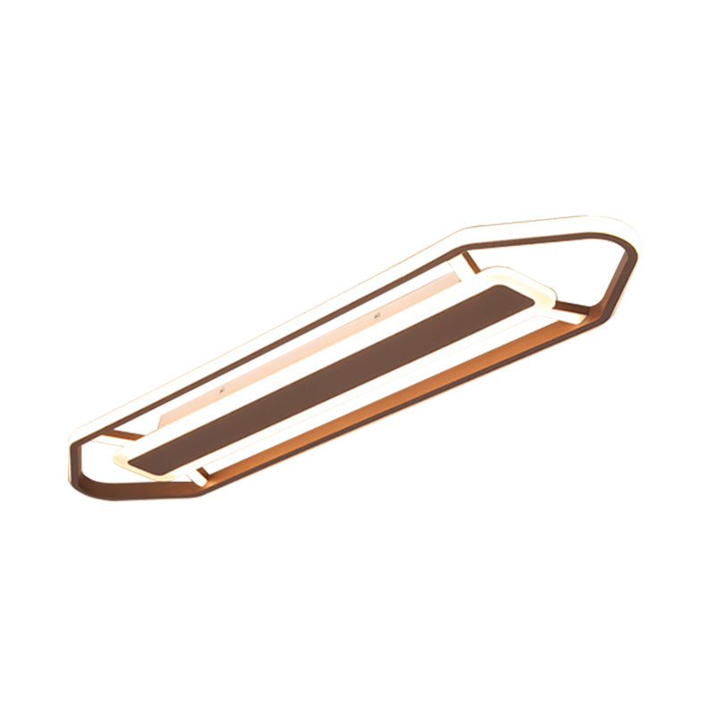 Minimalist Coffee Pencil Shape Ceiling Light - Led Metal Flush Mount Lighting