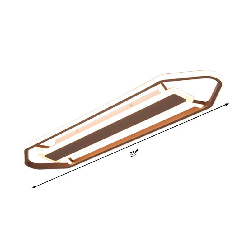 Minimalist Coffee Pencil Shape Ceiling Light - Led Metal Flush Mount Lighting