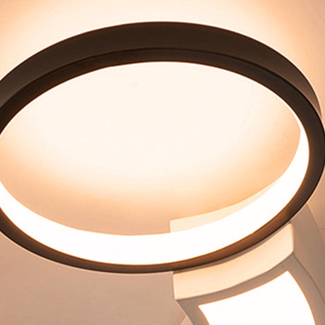 Modern Led Ceiling Lamp - Black & White 3-Circle Light Metallic Finish Light/Remote Control Dimming