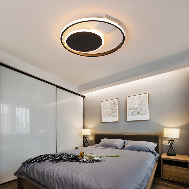 Sleek Black Orbit Ceiling Mount Light - Simplicity 16/19.5 Dia Led Slim Acrylic Flush Lighting