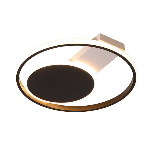 Sleek Black Orbit Ceiling Mount Light - Simplicity 16/19.5 Dia Led Slim Acrylic Flush Lighting