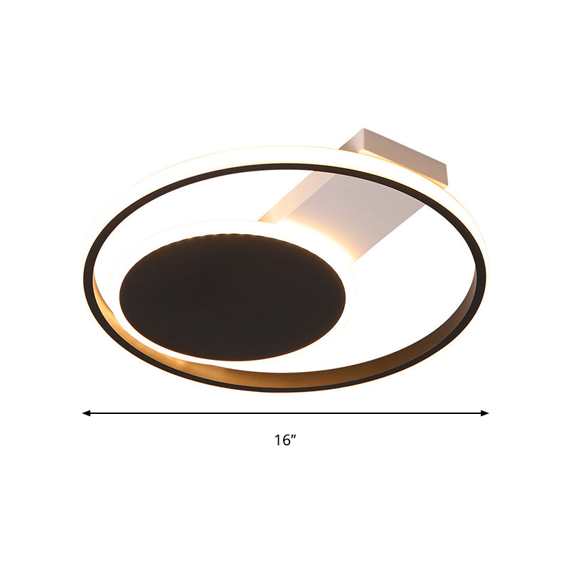 Sleek Black Orbit Ceiling Mount Light - Simplicity 16/19.5 Dia Led Slim Acrylic Flush Lighting
