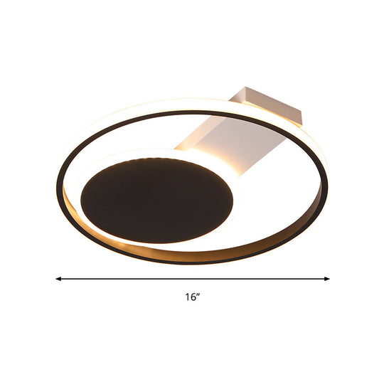 Sleek Black Orbit Ceiling Mount Light - Simplicity 16/19.5 Dia Led Slim Acrylic Flush Lighting
