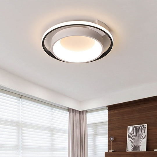 Modernist Style Metallic Dish Ceiling Lamp - 16’/19.5’ Dia Led Flush Mount In Warm/White Light
