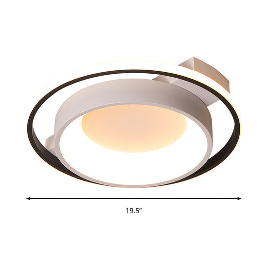 Modernist Style Metallic Dish Ceiling Lamp - 16’/19.5’ Dia Led Flush Mount In Warm/White Light