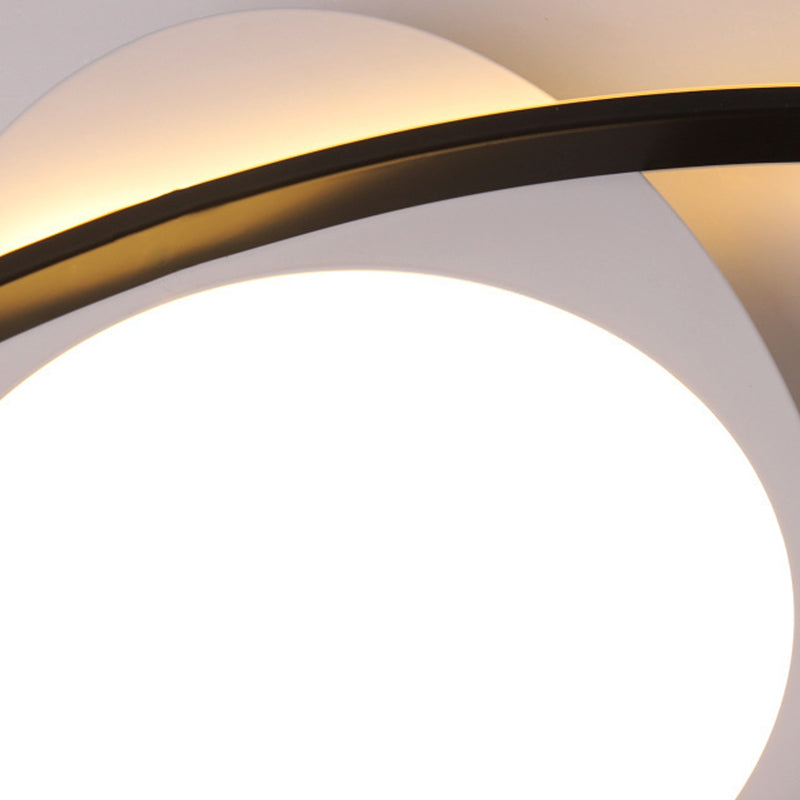 Modern Orbit Ceiling Flush Light - Led Bedroom Flushmount 18/23 Wide Black/White Acrylic