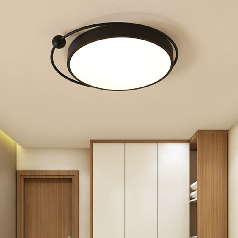 Round Black Led Flush Mount Ceiling Light In Warm/White - 18 Or 21.5 Diameter / Warm