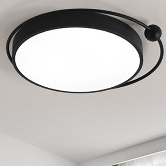 Round Black Led Flush Mount Ceiling Light In Warm/White - 18’ Or 21.5’ Diameter