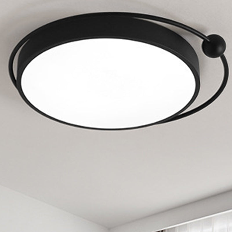 Round Black Led Flush Mount Ceiling Light In Warm/White - 18 Or 21.5 Diameter