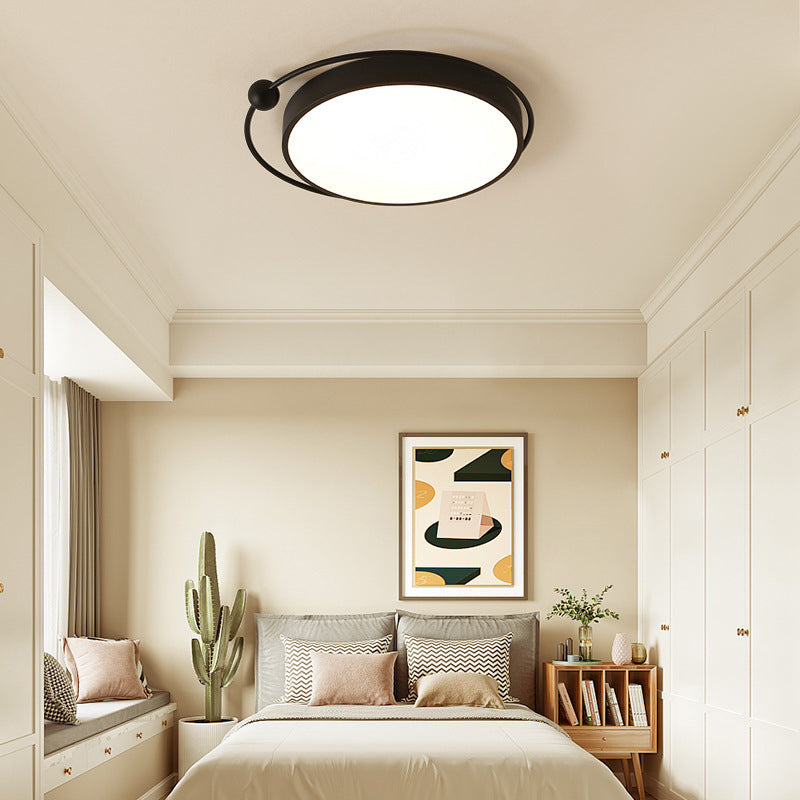 Round Black Led Flush Mount Ceiling Light In Warm/White - 18 Or 21.5 Diameter