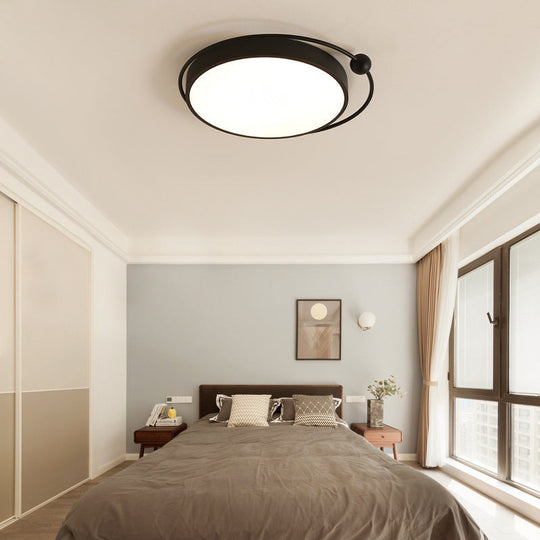 Round Black Led Flush Mount Ceiling Light In Warm/White - 18’ Or 21.5’ Diameter