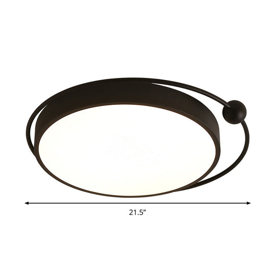 Round Black Led Flush Mount Ceiling Light In Warm/White - 18’ Or 21.5’ Diameter