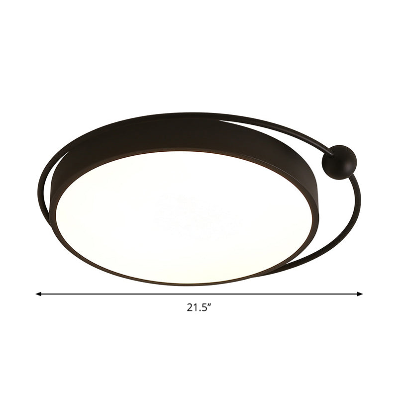 Round Black Led Flush Mount Ceiling Light In Warm/White - 18 Or 21.5 Diameter