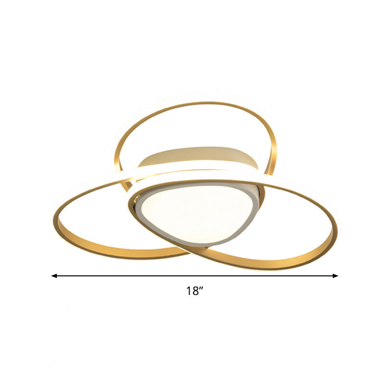 18’/21.5’ Contemporary Led Gold Finish Flush Mount Lamp - Acrylic Ceiling Light With 3 - Loop