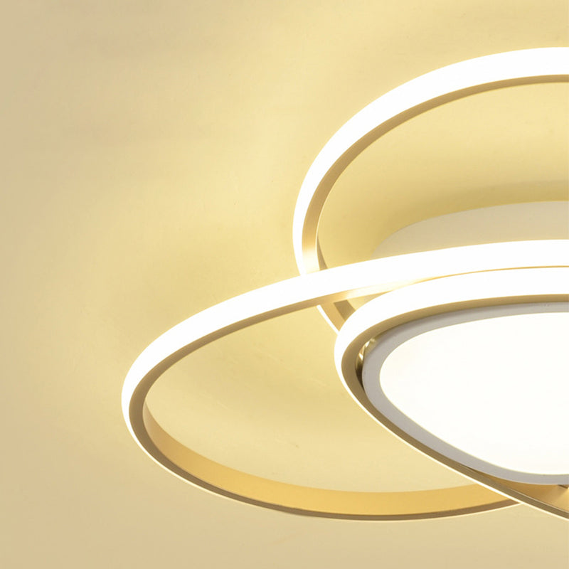18’/21.5’ Contemporary Led Gold Finish Flush Mount Lamp - Acrylic Ceiling Light With 3 - Loop