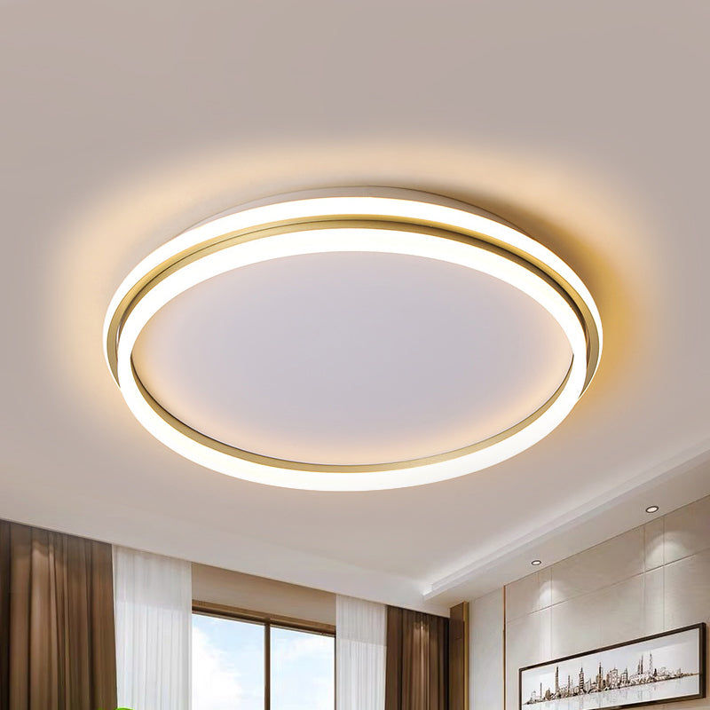 Minimalist Gold Led Ceiling Lamp - Acrylic Round Flush Light (16.5’/20.5’ Dia) With Remote