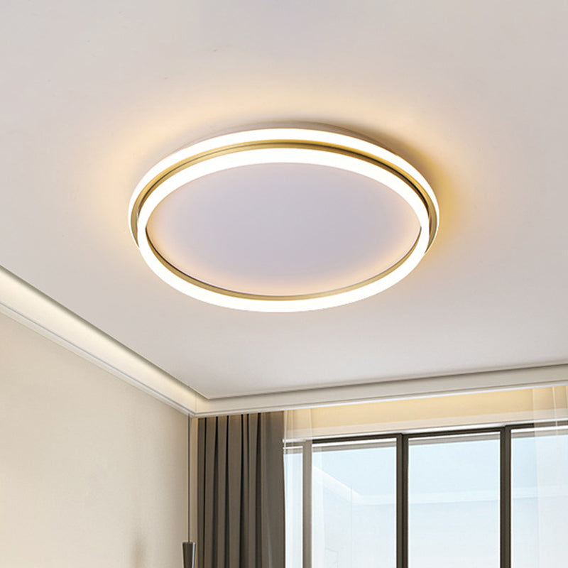 Minimalist Gold Led Ceiling Lamp - Acrylic Round Flush Light (16.5/20.5 Dia) With Remote Control