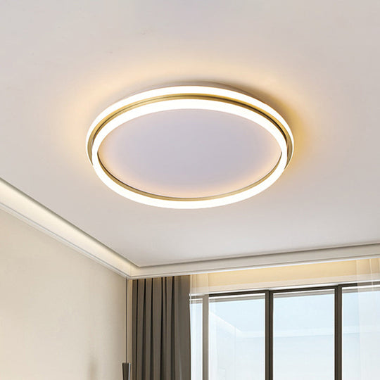 Minimalist Gold Led Ceiling Lamp - Acrylic Round Flush Light (16.5’/20.5’ Dia) With Remote