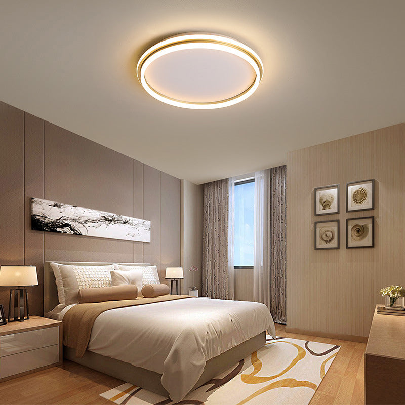 Minimalist Gold Led Ceiling Lamp - Acrylic Round Flush Light (16.5’/20.5’ Dia) With Remote