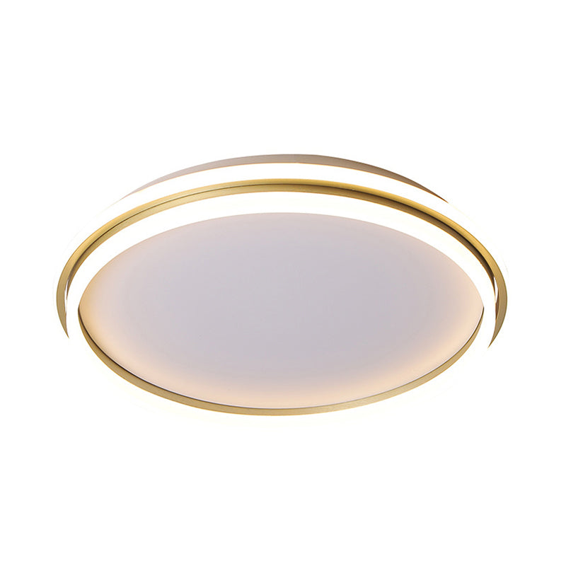 Minimalist Gold Led Ceiling Lamp - Acrylic Round Flush Light (16.5’/20.5’ Dia) With Remote