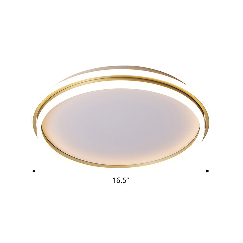 Minimalist Gold Led Ceiling Lamp - Acrylic Round Flush Light (16.5’/20.5’ Dia) With Remote