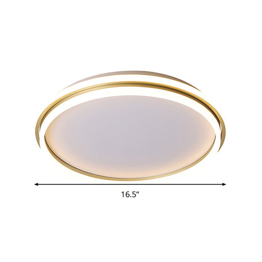 Minimalist Gold Led Ceiling Lamp - Acrylic Round Flush Light (16.5’/20.5’ Dia) With Remote
