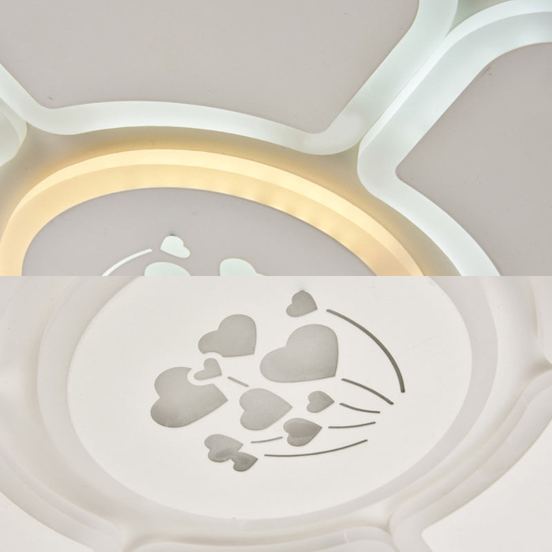 Minimalist Flower Led Ceiling Lamp For Bedroom In White