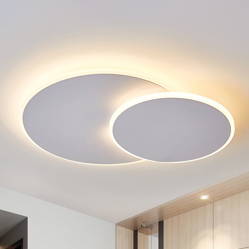 Minimalist Round Acrylic Led Flush Mount Ceiling Light - 16’/19.5’ Width In White/Coffee Finish