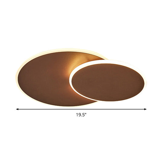 Minimalist Round Acrylic Led Flush Mount Ceiling Light - 16’/19.5’ Width In White/Coffee Finish