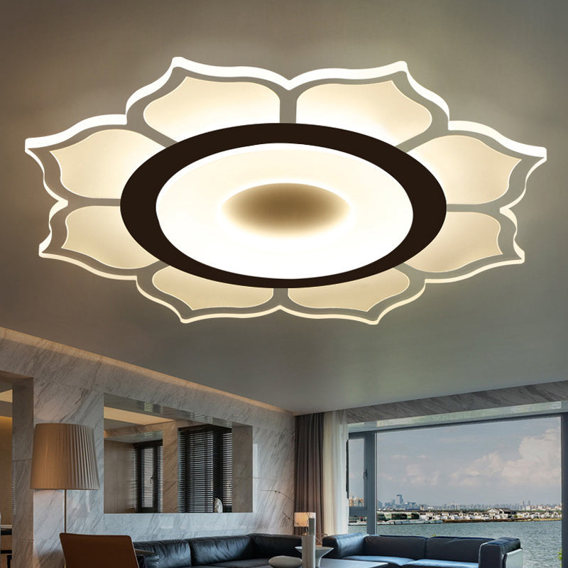Contemporary Flower Acrylic Ceiling Light: 16.5/20.5 Wide Led Flush Mount With Warm/White Light And