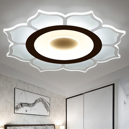 Contemporary Flower Acrylic Ceiling Light: 16.5’/20.5’ Wide Led Flush Mount With Warm/White