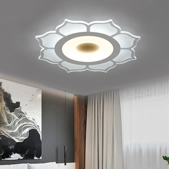 Contemporary Flower Acrylic Ceiling Light: 16.5’/20.5’ Wide Led Flush Mount With Warm/White