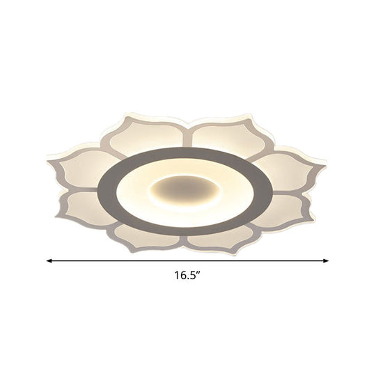 Contemporary Flower Acrylic Ceiling Light: 16.5/20.5 Wide Led Flush Mount With Warm/White Light And