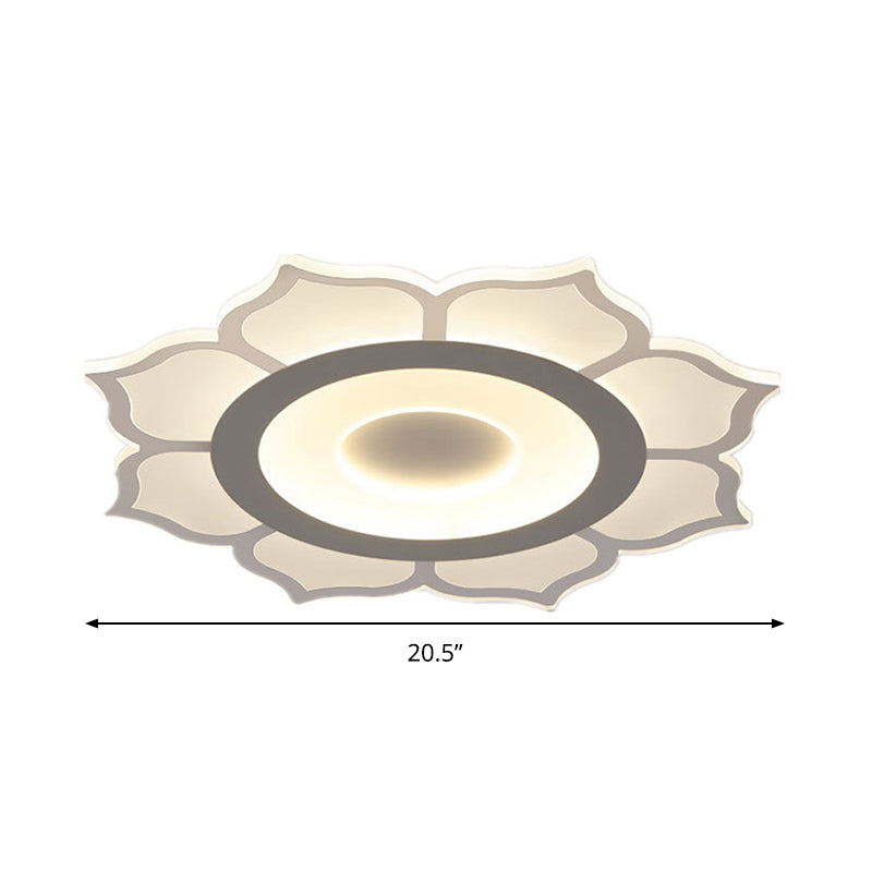 Contemporary Flower Acrylic Ceiling Light: 16.5’/20.5’ Wide Led Flush Mount With Warm/White