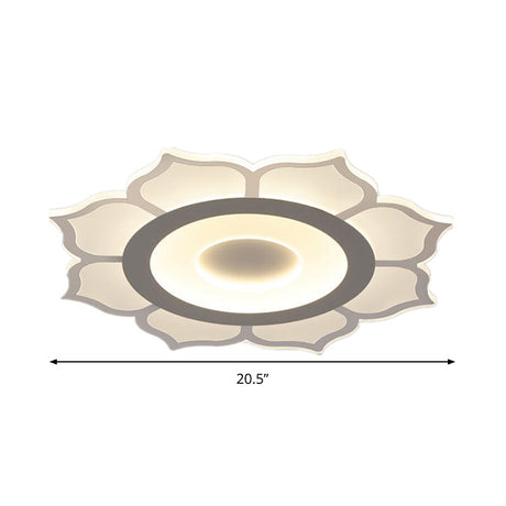 Contemporary Flower Acrylic Ceiling Light: 16.5/20.5 Wide Led Flush Mount With Warm/White Light And