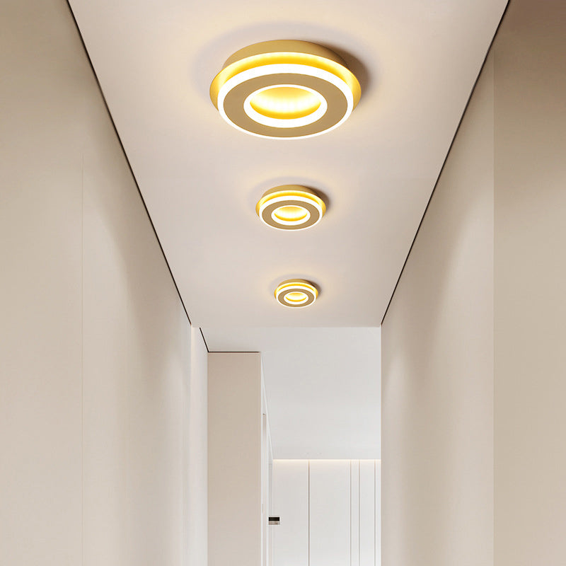 Modern Gold Flushmount Ceiling Light With Warm/White Led - Square Or Round Shape