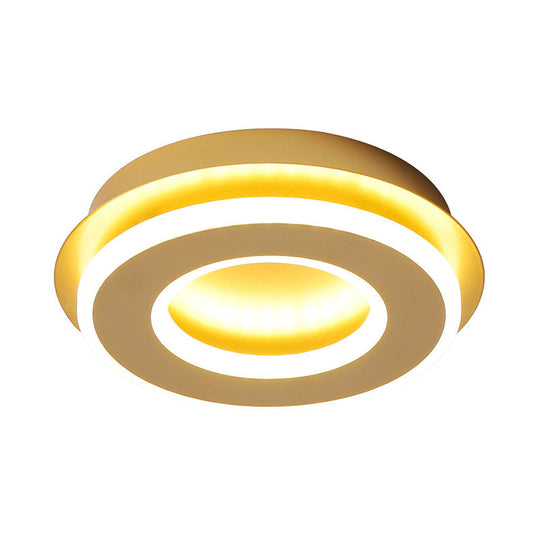 Modern Gold Flushmount Ceiling Light With Warm/White Led - Square Or Round Shape