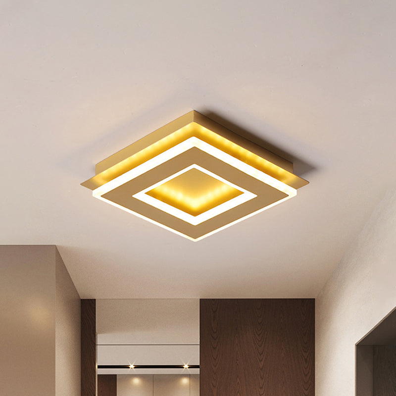 Modern Gold Flushmount Ceiling Light With Warm/White Led - Square Or Round Shape