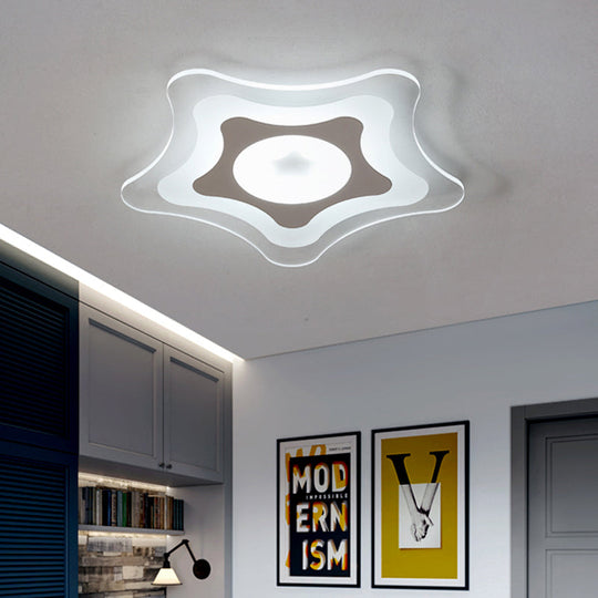 Simple Acrylic Led Flush Ceiling Light With Five-Pointed Star Design - Warm/White/3 Color 16.5/20.5