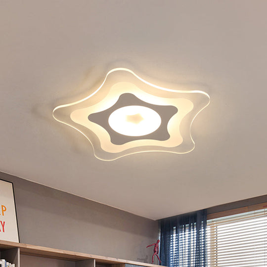 Simple Acrylic Led Flush Ceiling Light With Five - Pointed Star Design - Warm/White/3 Color