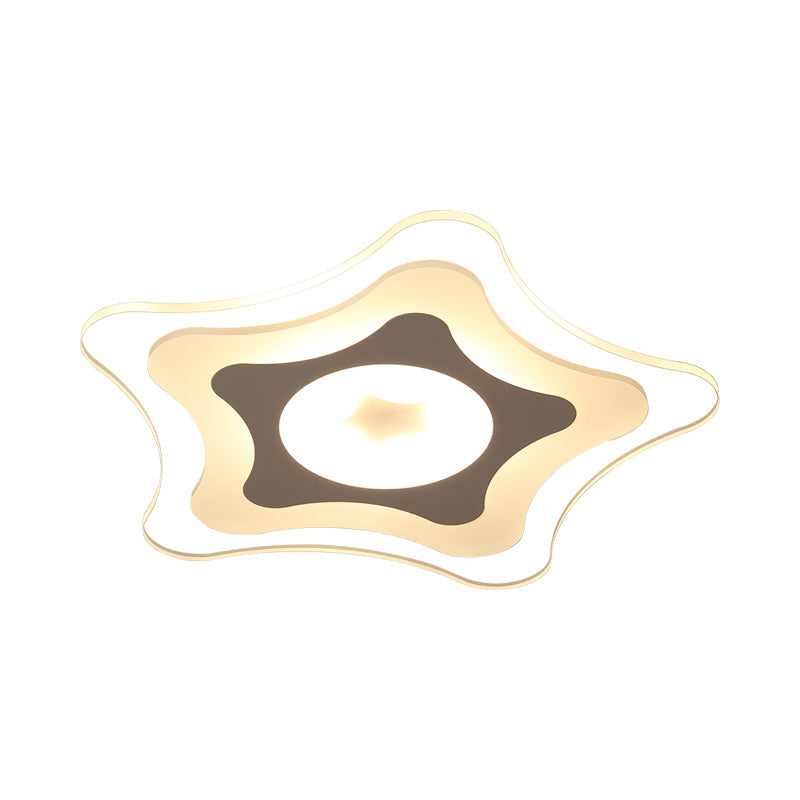 Simple Acrylic Led Flush Ceiling Light With Five - Pointed Star Design - Warm/White/3 Color