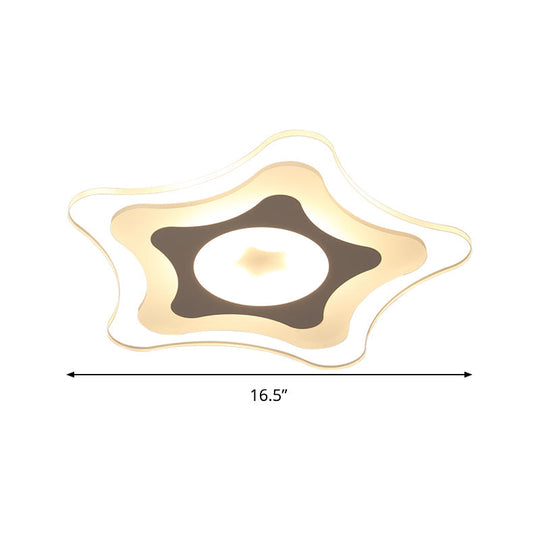 Simple Acrylic Led Flush Ceiling Light With Five - Pointed Star Design - Warm/White/3 Color